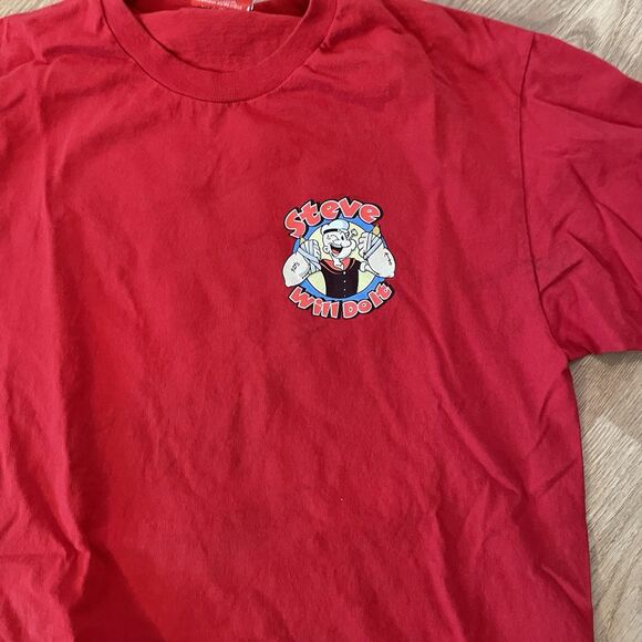 Full Send Nelk Boys “Steve will do it” Popeyes T-shirt Adult Size Large Red - Picture 4 of 6